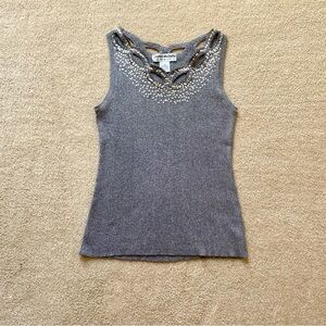 Lauren Michelle Vintage Gray Silver Sparkly Sequin Tank Top